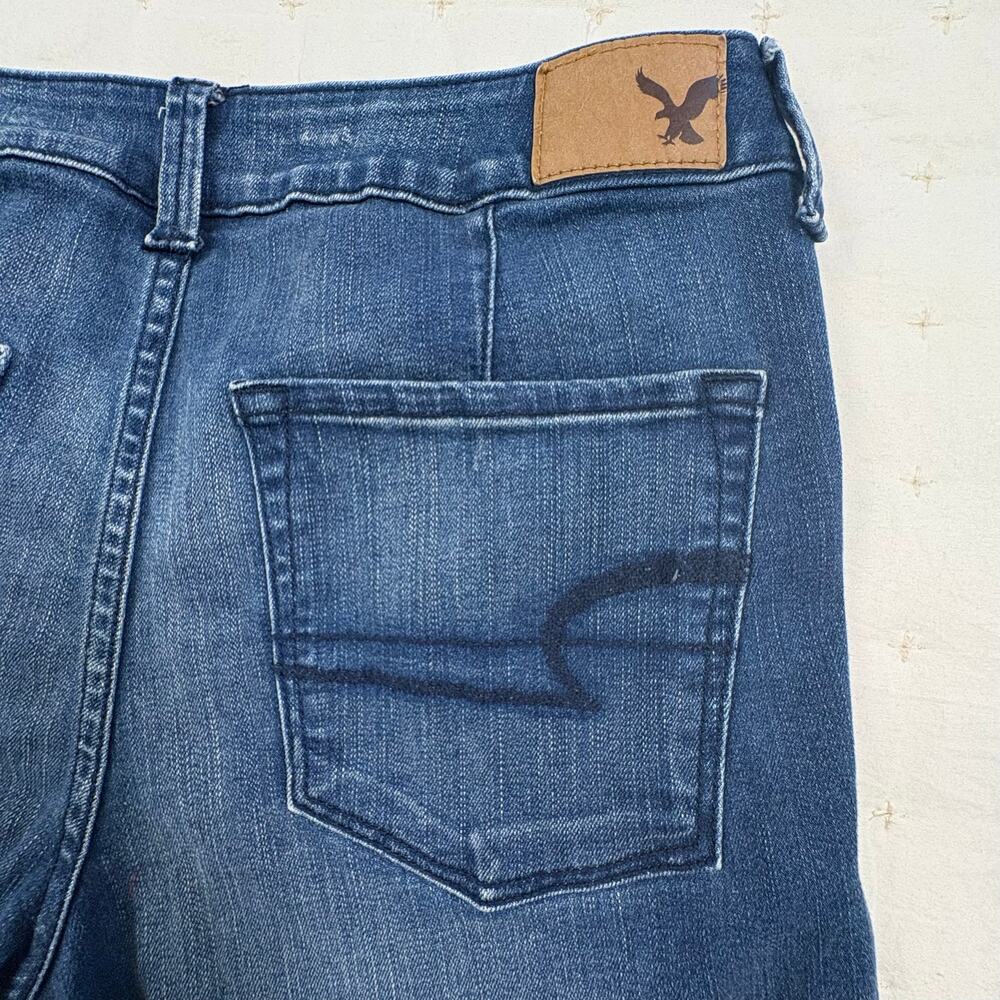 American Eagle Flare Jeans Women's 4 Long Raw Edge Boho Indie Groovy - Picture 6 of 12